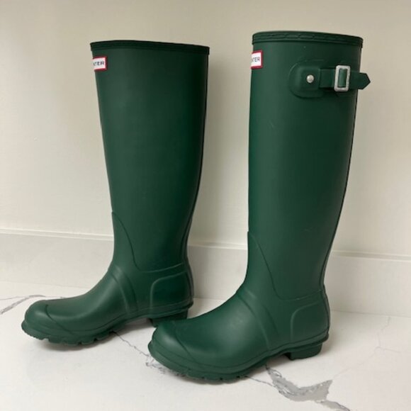 Womens Hunter Rain Boots Original Tall Hunter Green - Picture 1 of 8